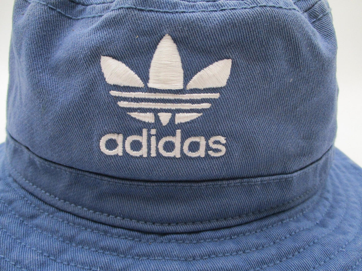 Adidas Hat Cap Bucket Mens One Size Blue Twill Trefoil Logo Casual Summer2