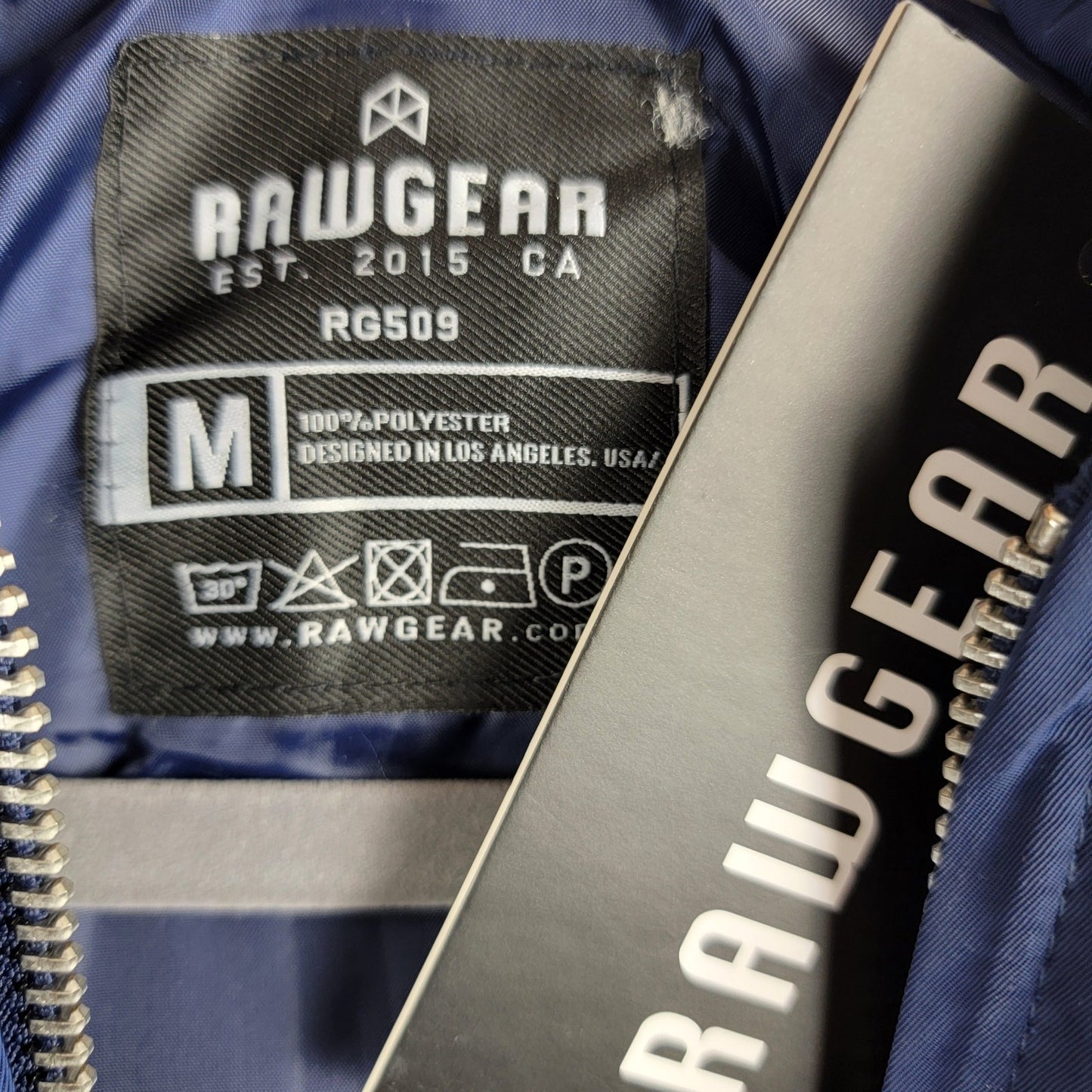 RawGear Men’s Puffer Vest Hooded Zip Up Insulated Jacket Navy Blue Size M NWT4
