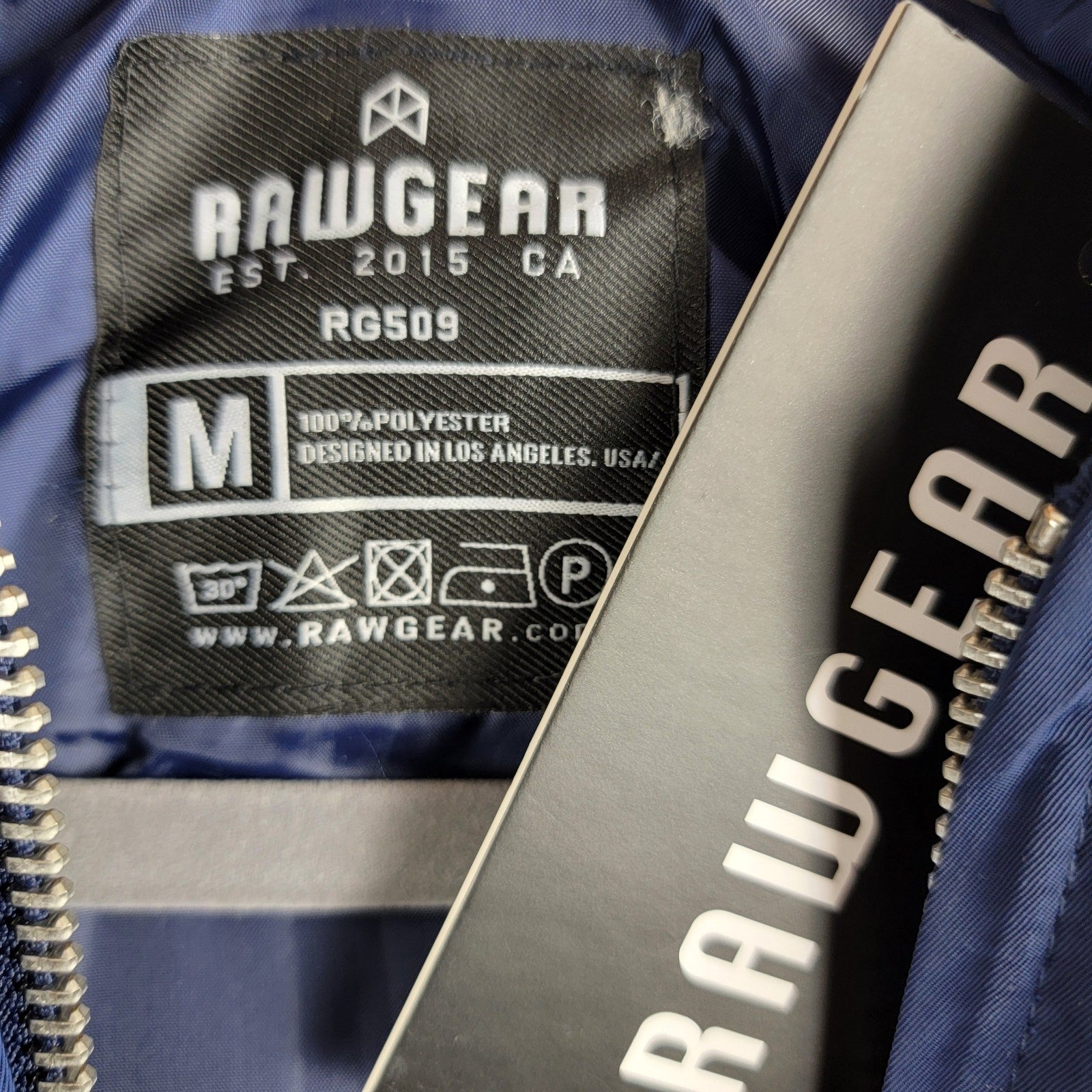 RawGear Men’s Puffer Vest Hooded Zip Up Insulated Jacket Navy Blue Size M NWT4