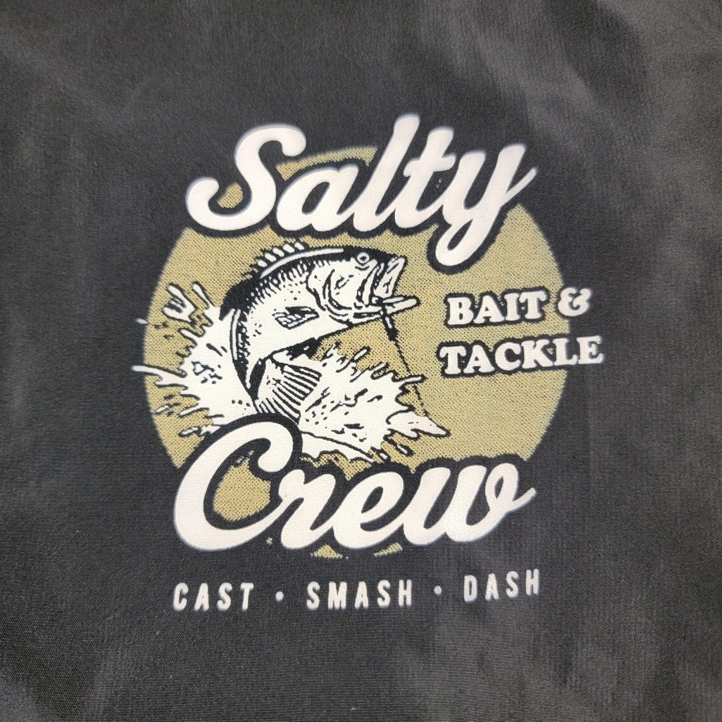 Salty Crew Jacket Mens Med Black Bait Tackle Hood Windbreaker Fishing Logo 8921