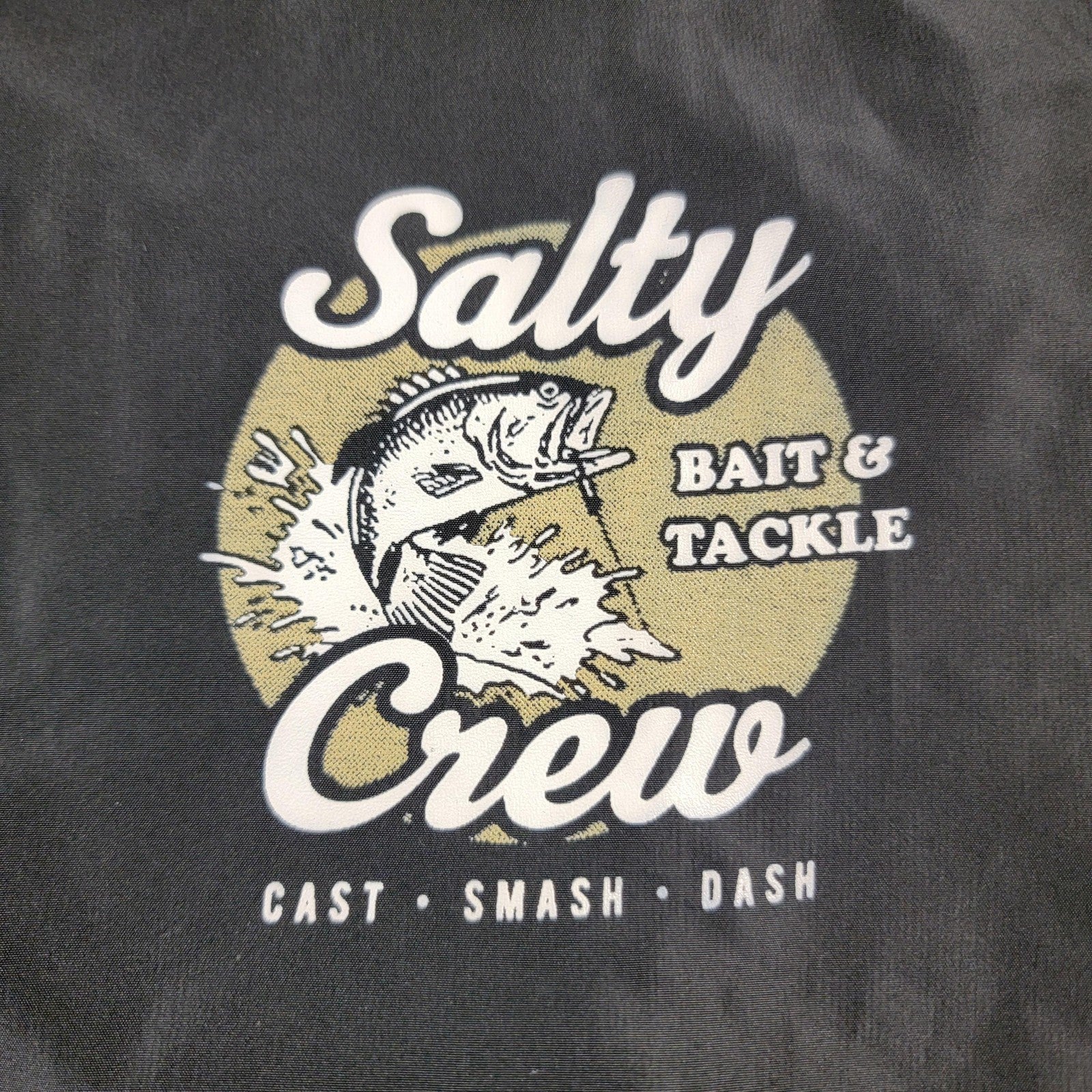 Salty Crew Jacket Mens Med Black Bait Tackle Hood Windbreaker Fishing Logo 8921