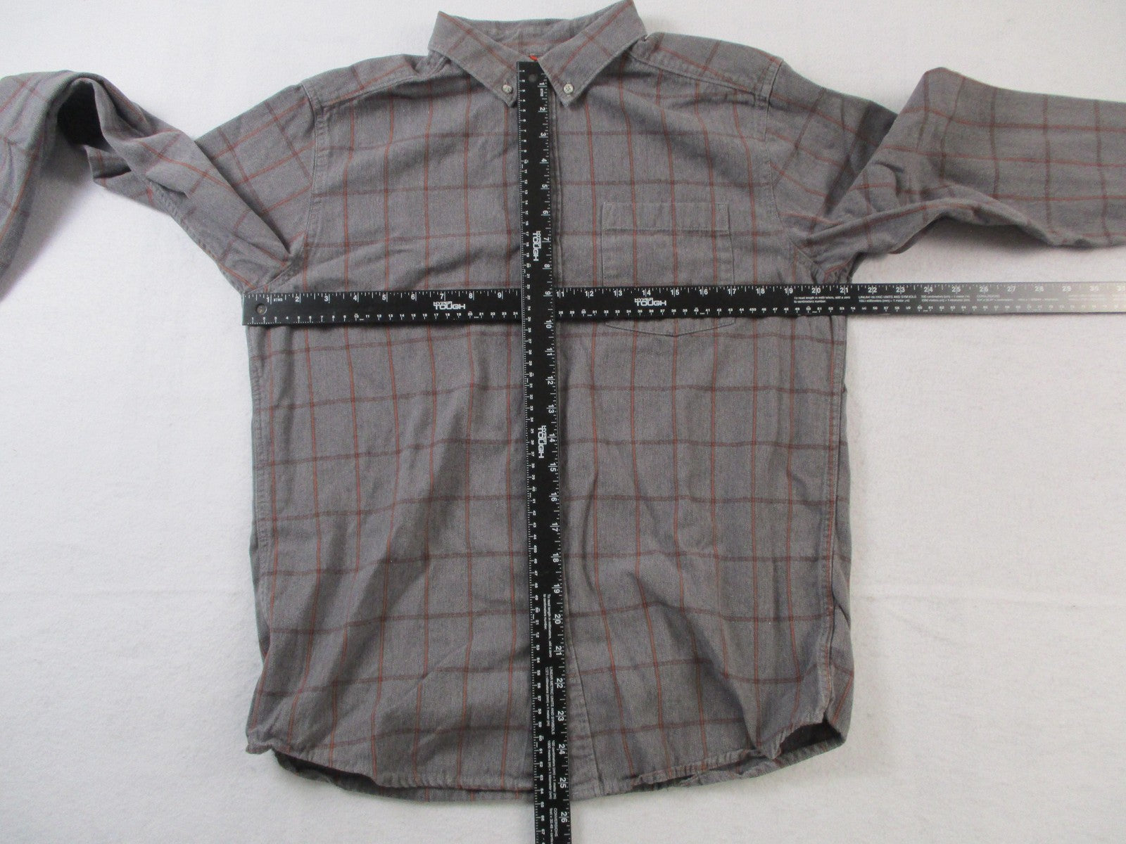 Mountain Hardwear Shirt Mens Med Gray Plaid Flannel Long Sleeve Button Up 16067