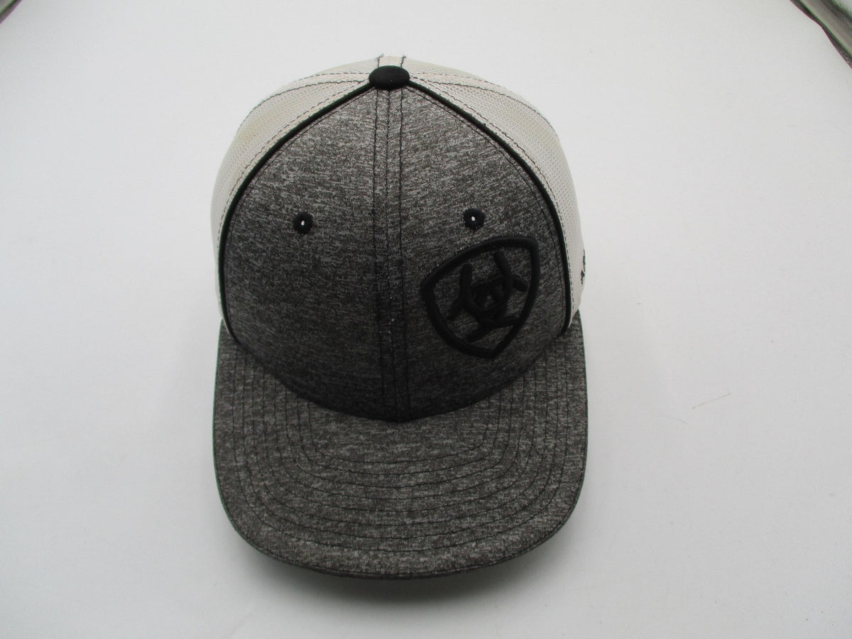 Ariat Hat Cap Snap Back Mens One Size Gray White Trucker Mesh Embroidered8