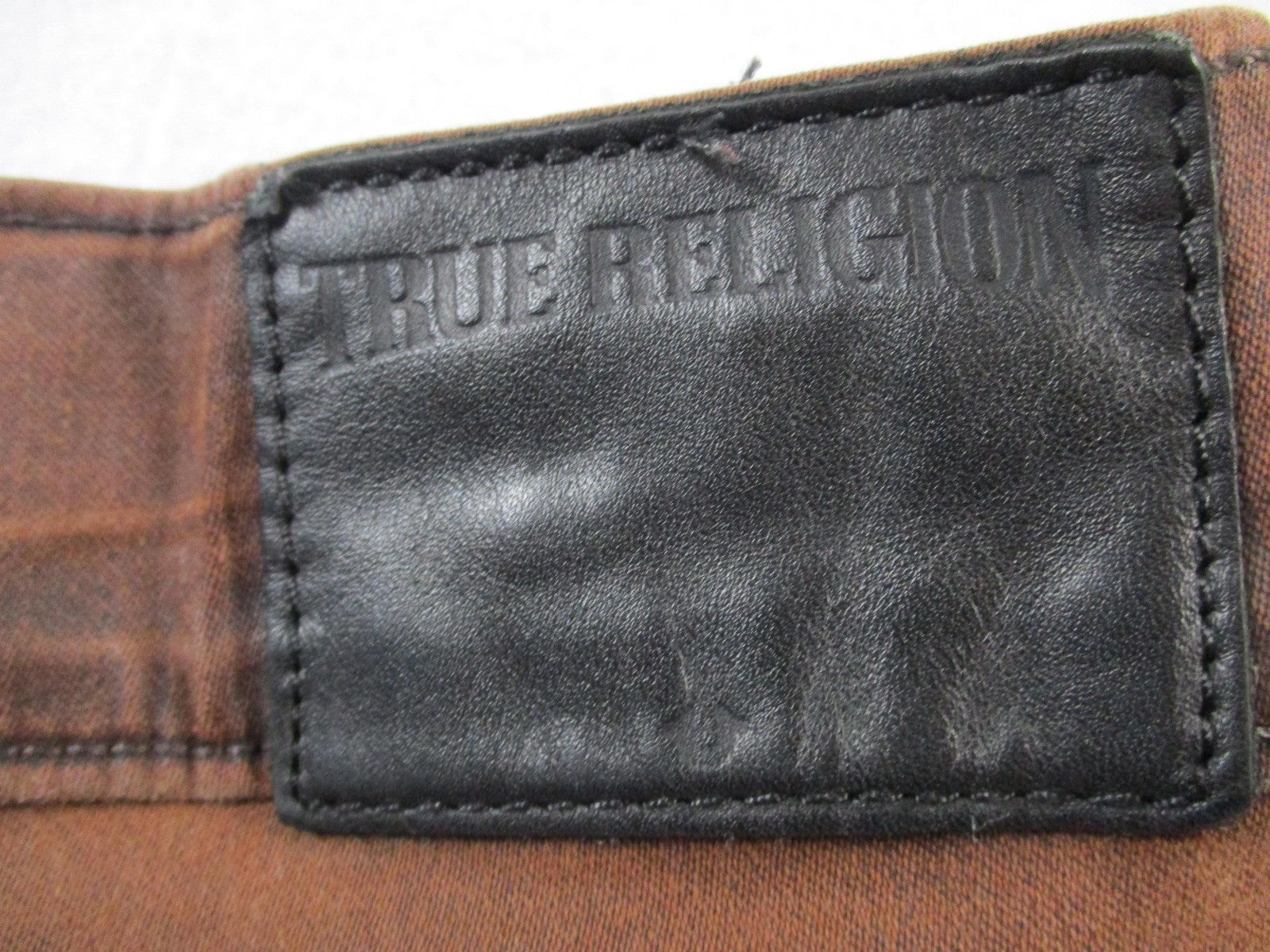 True Religion Dean Jeans Mens 40x32 Brown Tapered Slim Stretch Denim USA 14368