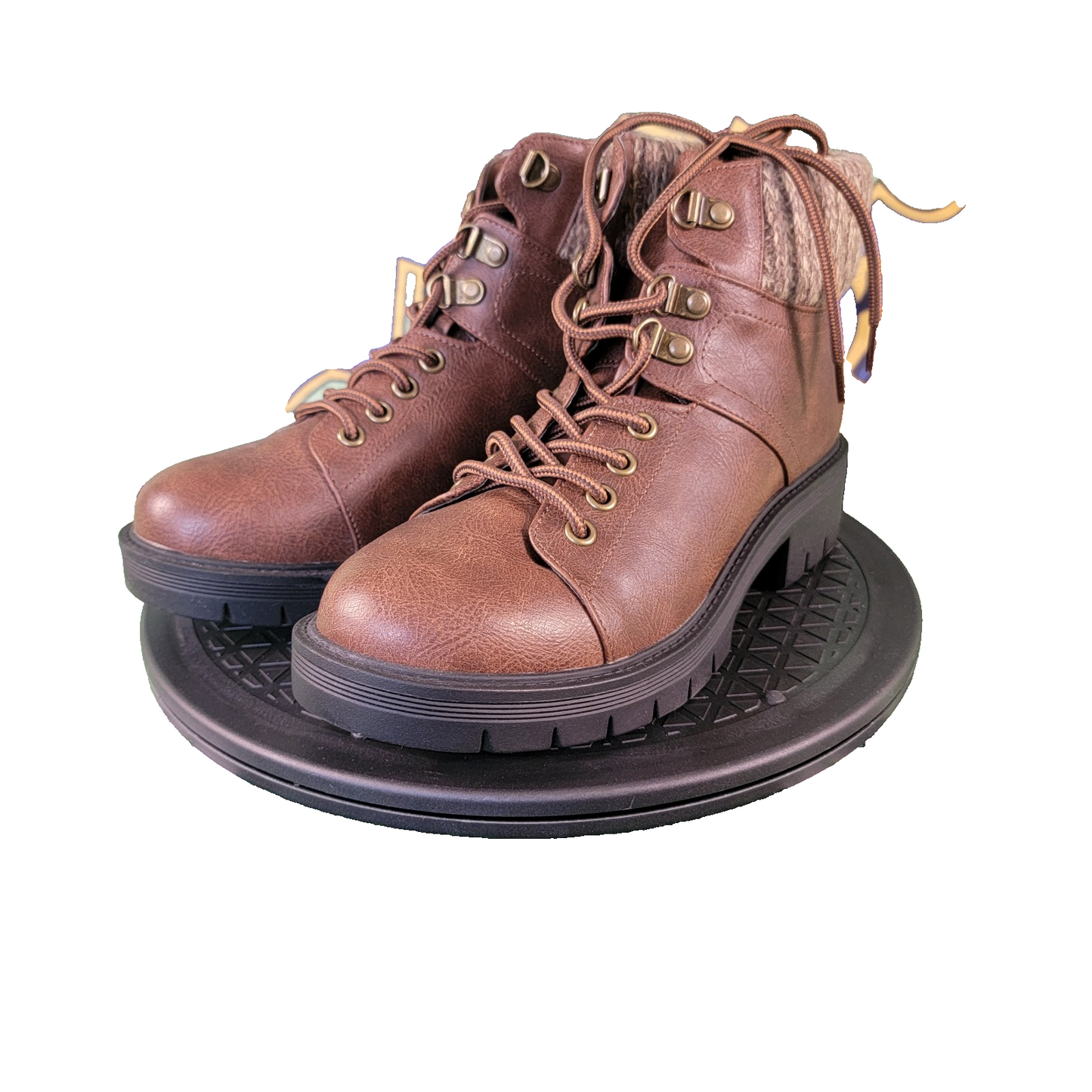 MIA Marsha Lug Brown Combat Boots Women’s Size 7.5 M Faux Leather New in Box0