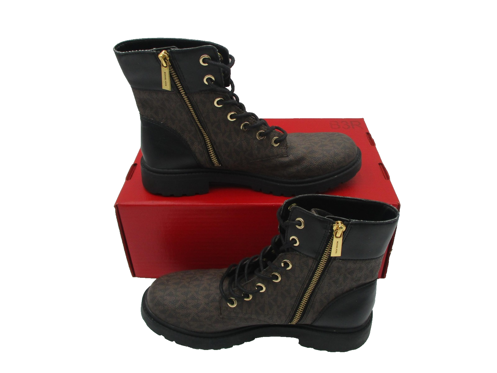 Michael Kors Boots Womens Size 8 Brown Logo Combat Lace Up Ankle LS21J (1R2)3