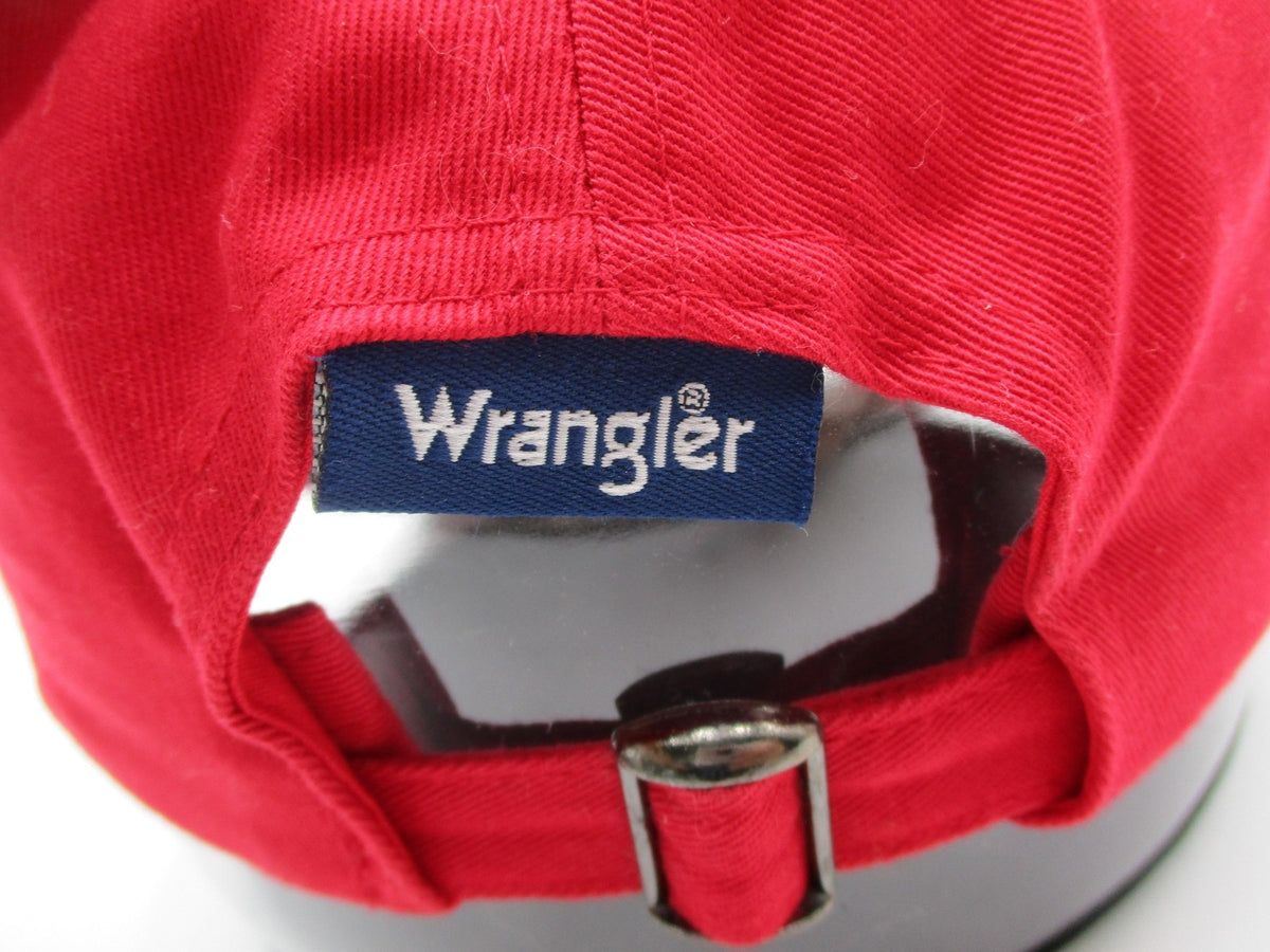 Wrangler Hat Cap Strap Back Mens One Size Red Black Twill Embroidered Logo5