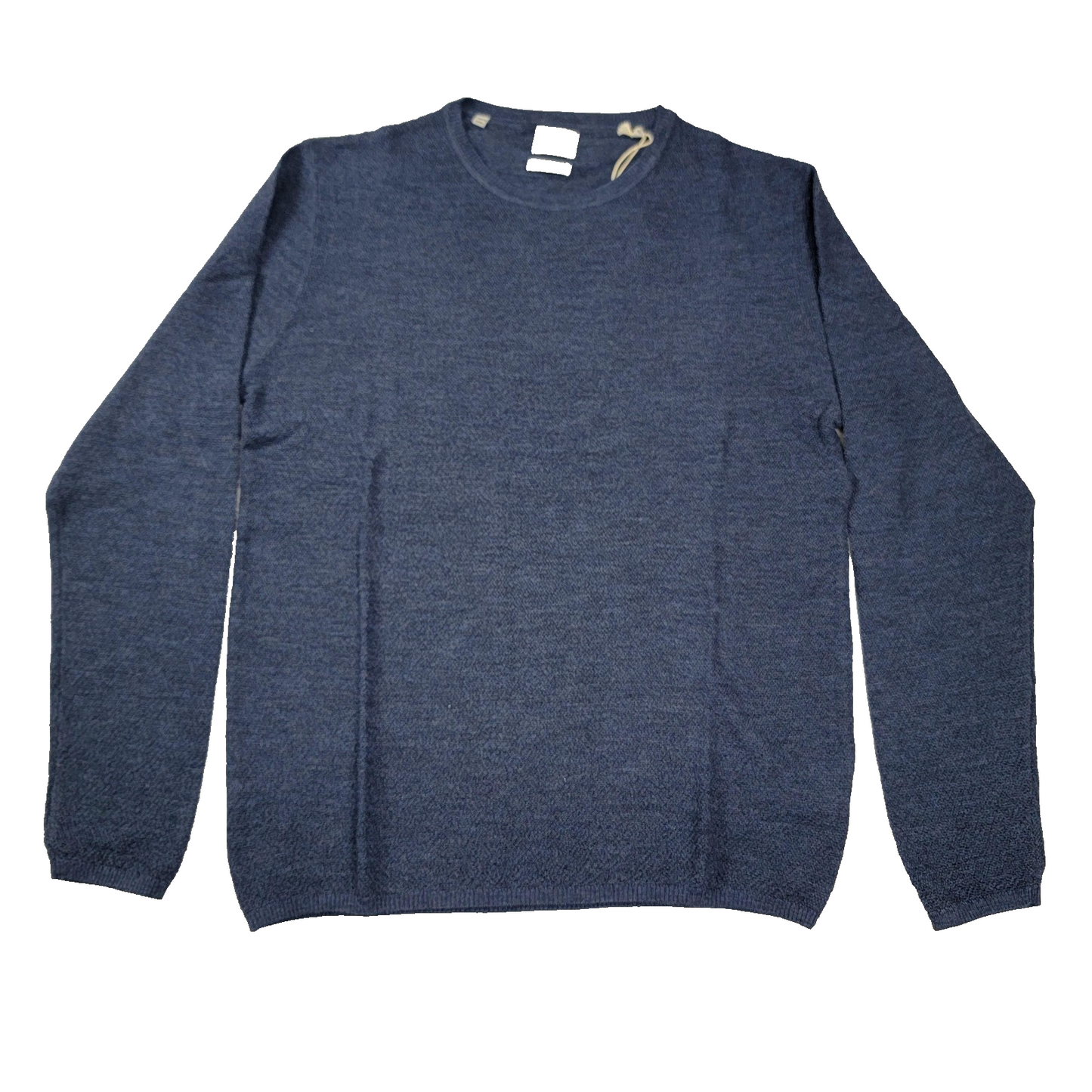Stitch Note Sweater Mens Small Blue Merino Wool Melange Crewneck Pullover 6130