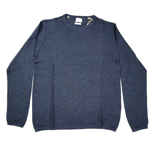 Stitch Note Sweater Mens Small Blue Merino Wool Melange Crewneck Pullover 6130