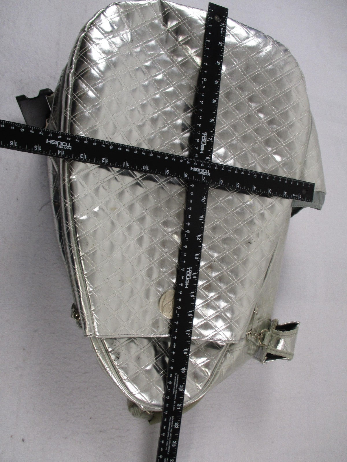 Life Is Tennis Metallic Quilted Backpack Bag Silver Tennis Racket Holder Gear13