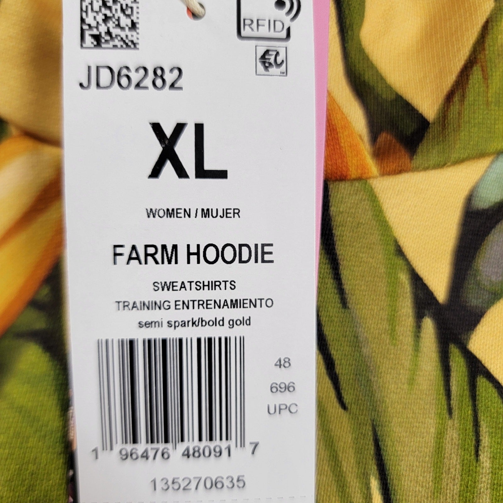 Adidas x Farm Rio Wmns Crop Top Hoodie Yellow Sz XL JD6282 (878-880)5