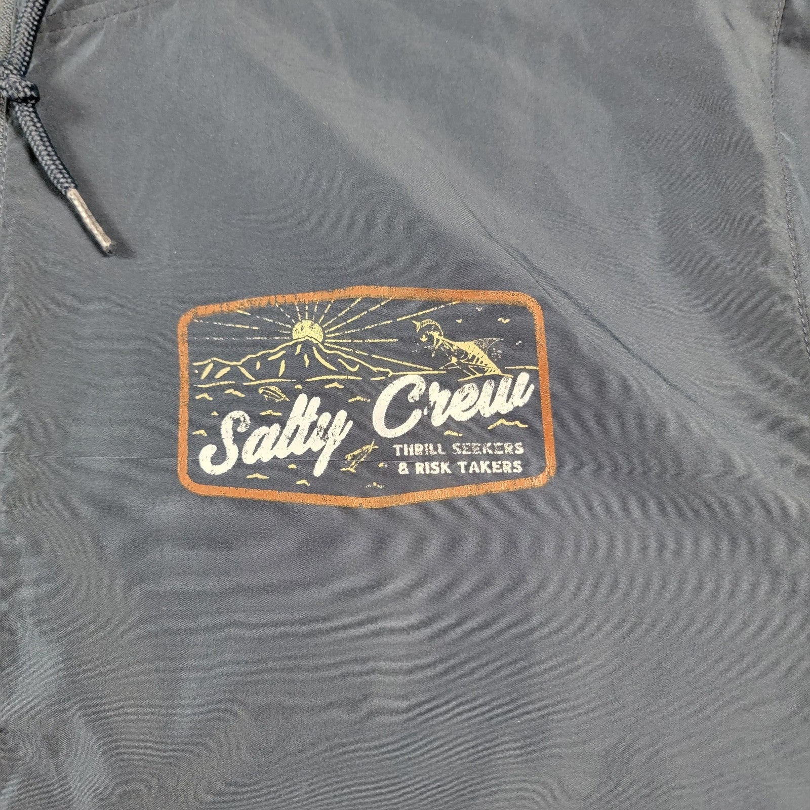Salty Crew Jacket Unisex Large Blue Hooded Windbreaker Fishing Outdoor