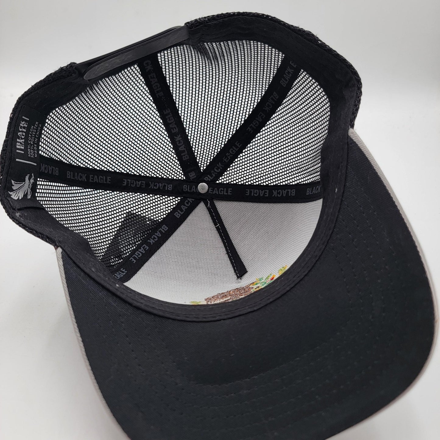 Black Eagle Hat Cap Snap Back Gray Mexico Flag Trucker Mesh Embroidered Mens6