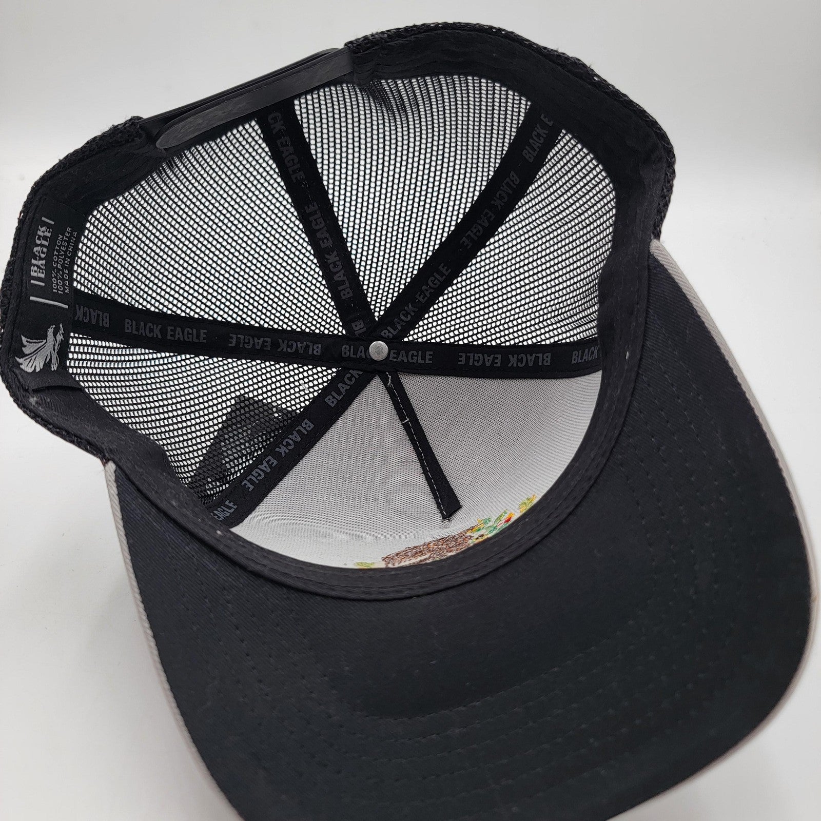Black Eagle Hat Cap Snap Back Gray Mexico Flag Trucker Mesh Embroidered Mens6