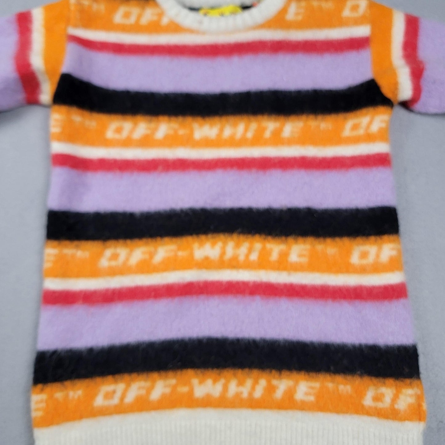 OffWhite Sweater Kids Size 10 MultiColor Stripe Logo Alpaca Wool Blend