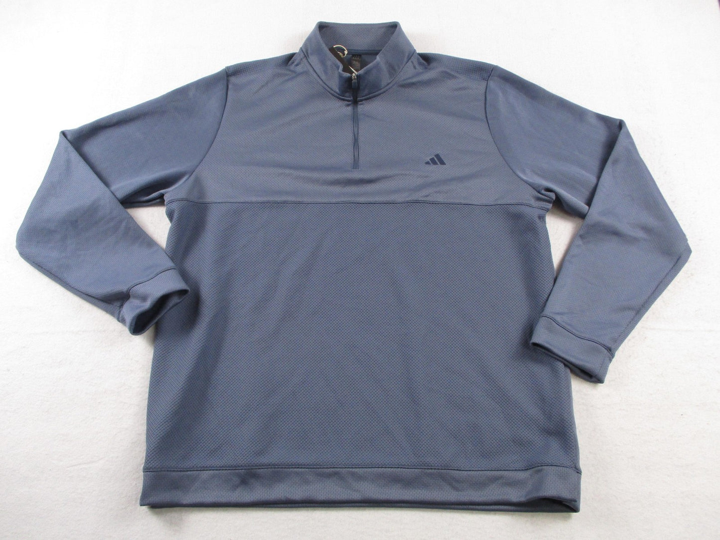 Adidas Golf Sweatshirt Mens XL Blue Textured 1/4 Zip Q Zip Pullover IU4695 NWT0