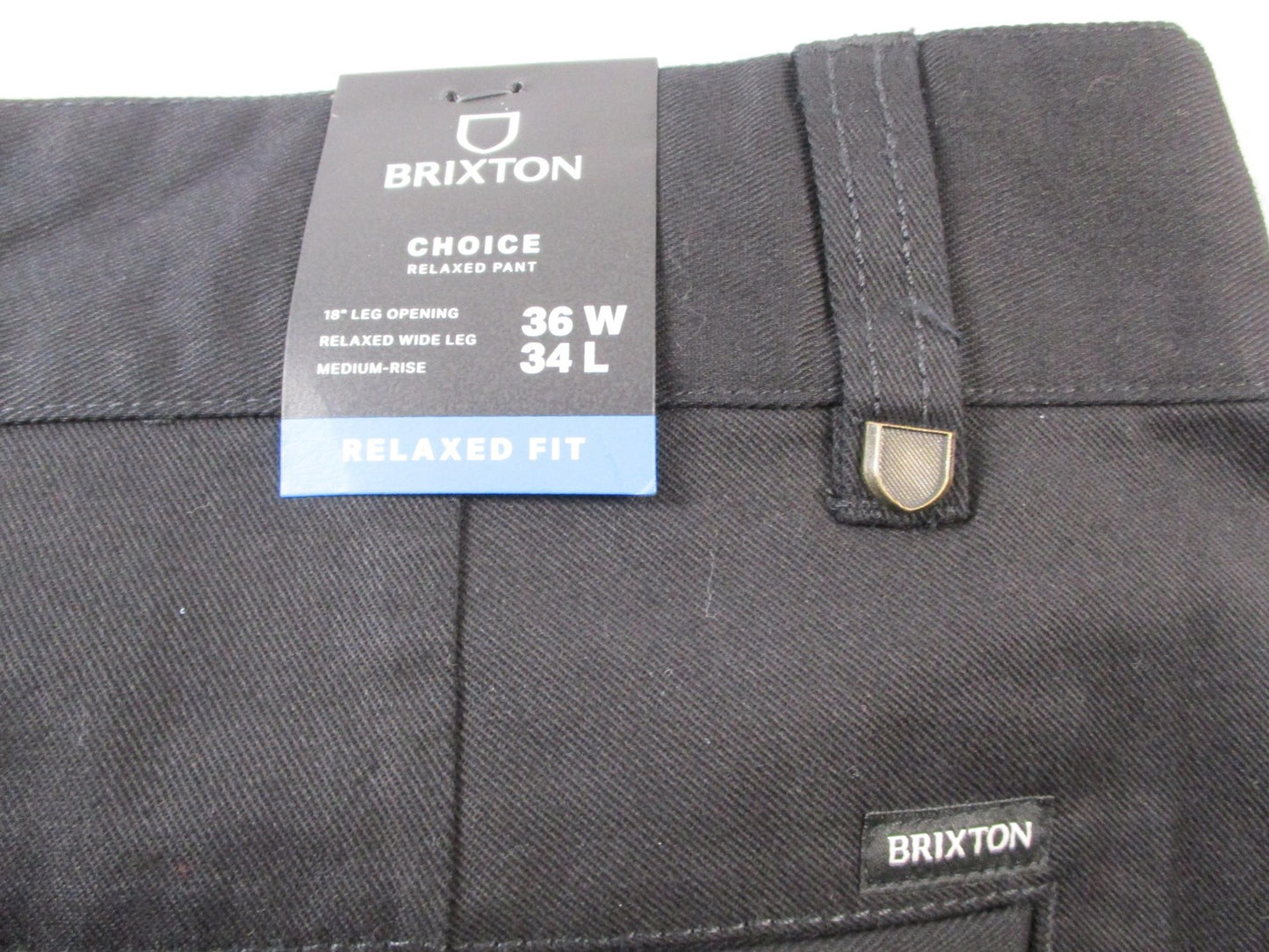 Brixton Pants Mens 36x34 Black Choice Chino Relaxed Fit Stretch Wide Leg 14555