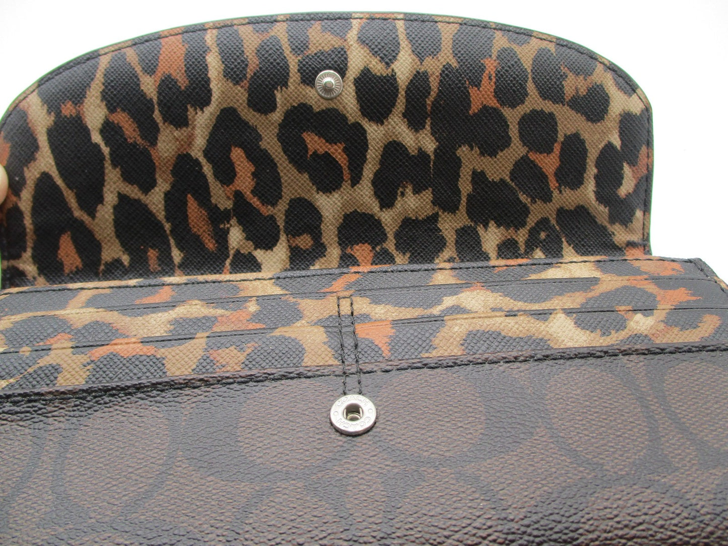 Coach Wallet Women's One Size Brown Signature C Leopard Print Zip Coated Canvas4