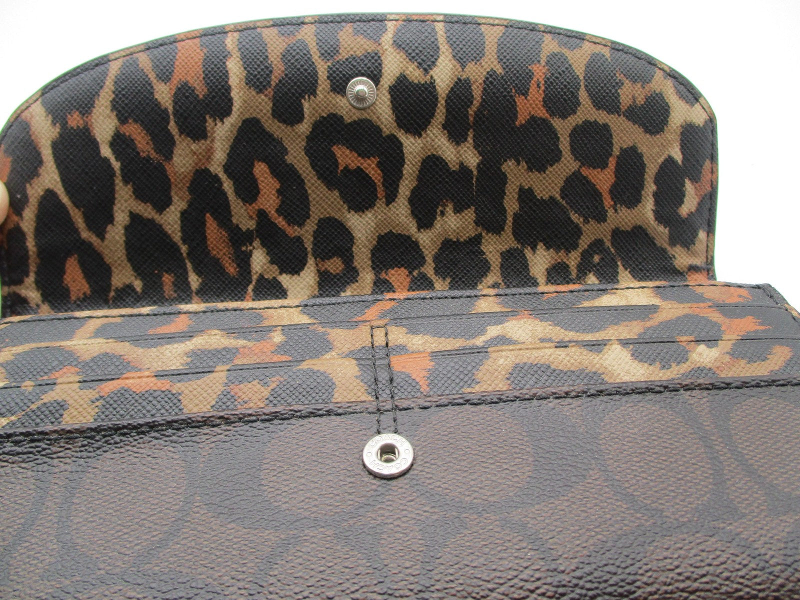 Coach Wallet Women's One Size Brown Signature C Leopard Print Zip Coated Canvas4