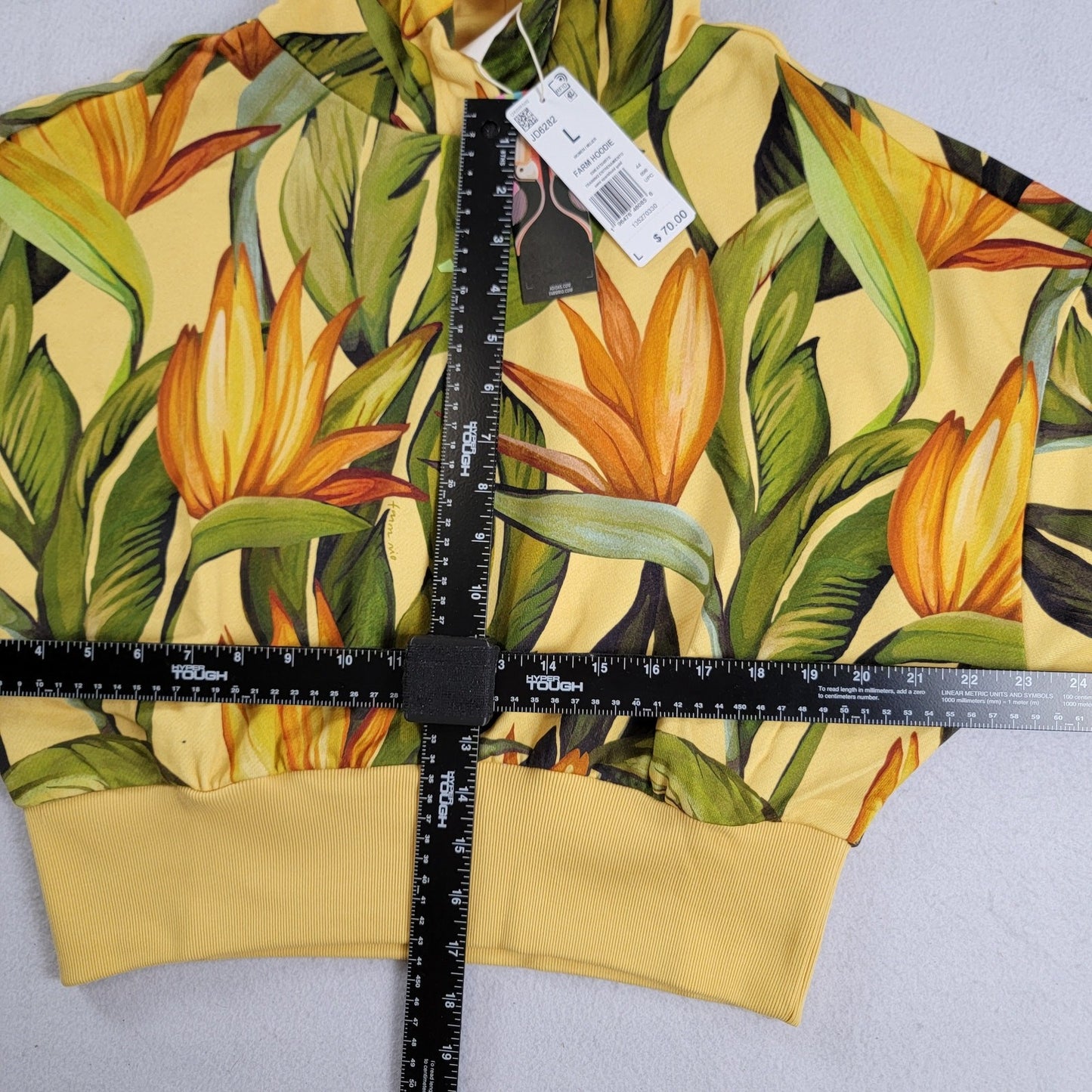Adidas x Farm Rio Wmns Crop Top Hoodie Yellow Sz L JD6282 (875-877)5