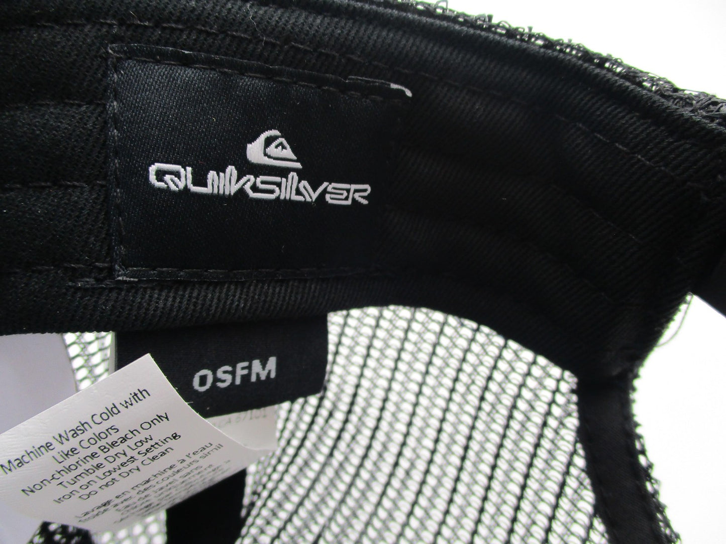 Quiksilver Hat Cap Snap Back Mens One Size Beige Black Trucker Mesh Logo Patch8