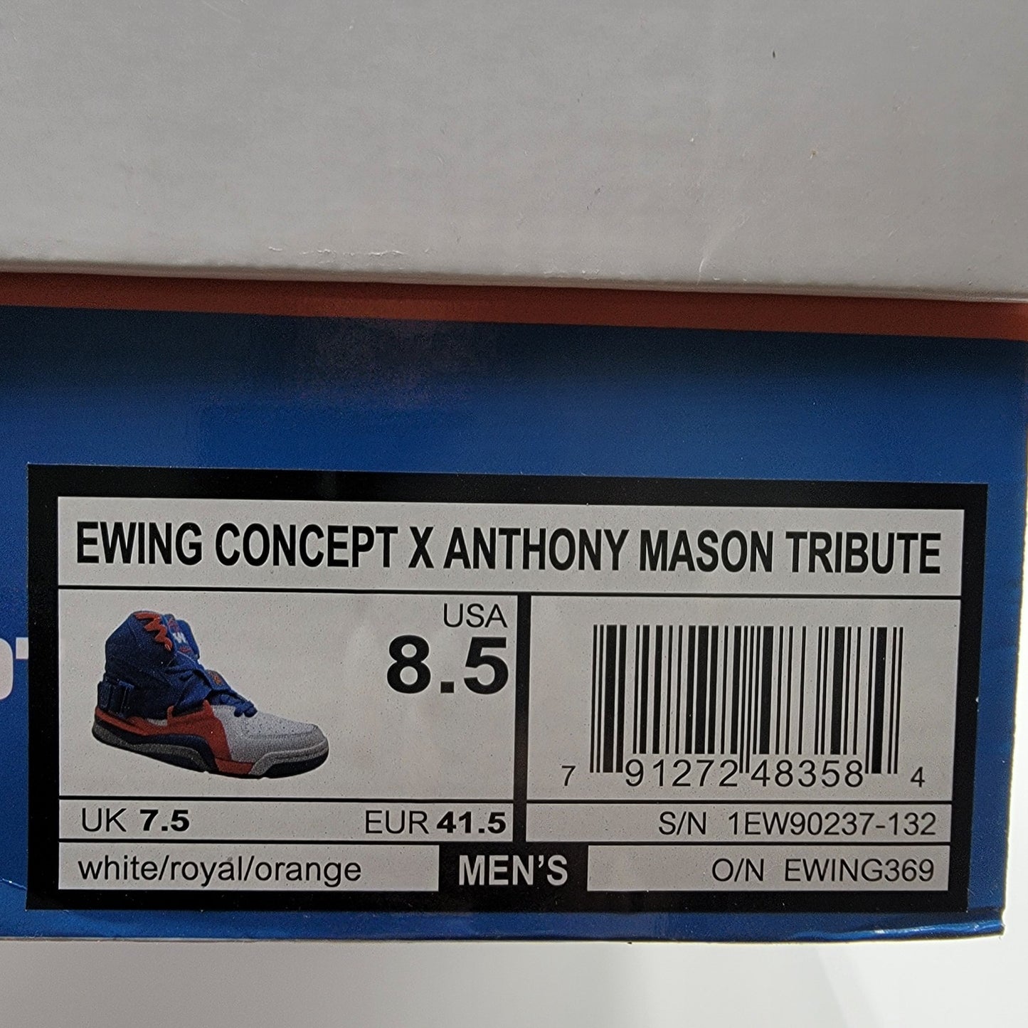 Ewing Concept x Anthony Mason Tribute Blue Orange Men Size 8.5 New 1EW902371329