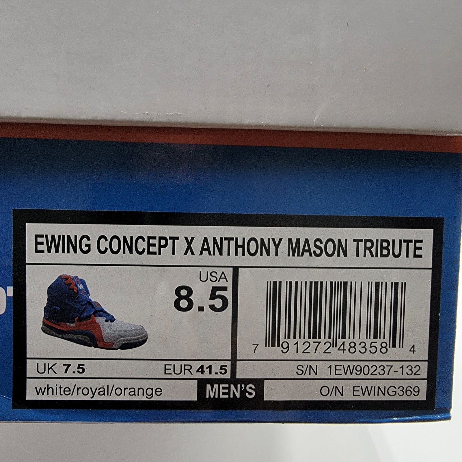 Ewing Concept x Anthony Mason Tribute Blue Orange Men Size 8.5 New 1EW902371329