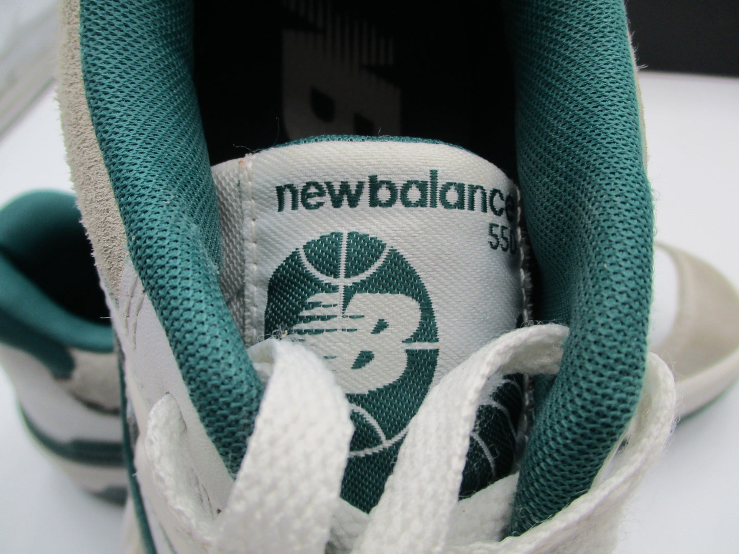 New Balance 550 White Green GSB550TA Youth Size 5Y Leather Suede Retro (1B5)9