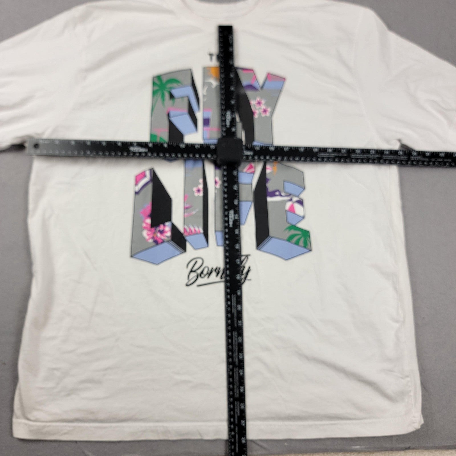 Born Fly Shirt Men's 3XL White The Fly Life Graphic Cotton SS Crewneck