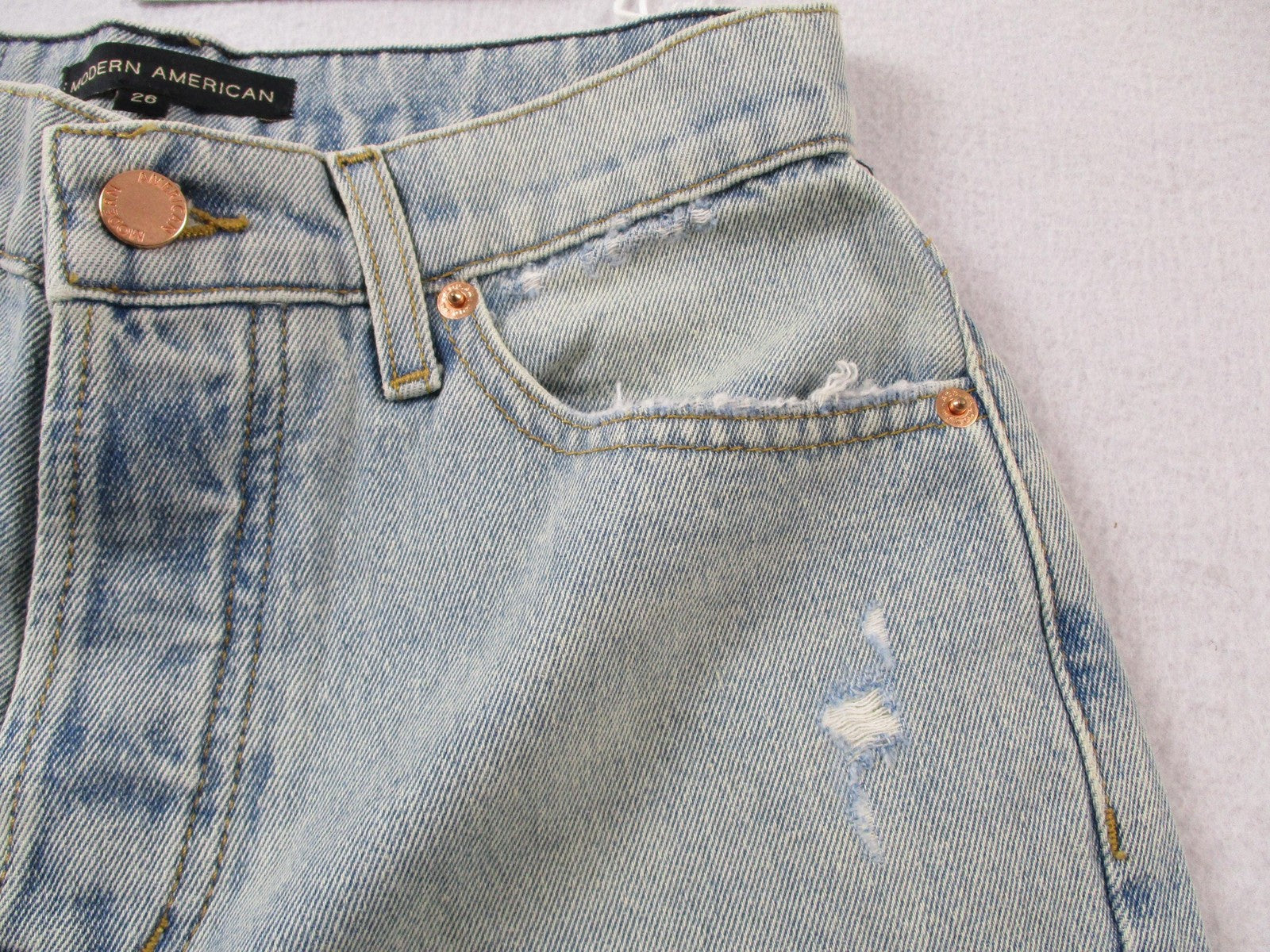 Modern American Rexford Jeans Womens 26 Blue Straight Distressed Frayed Hem 14714