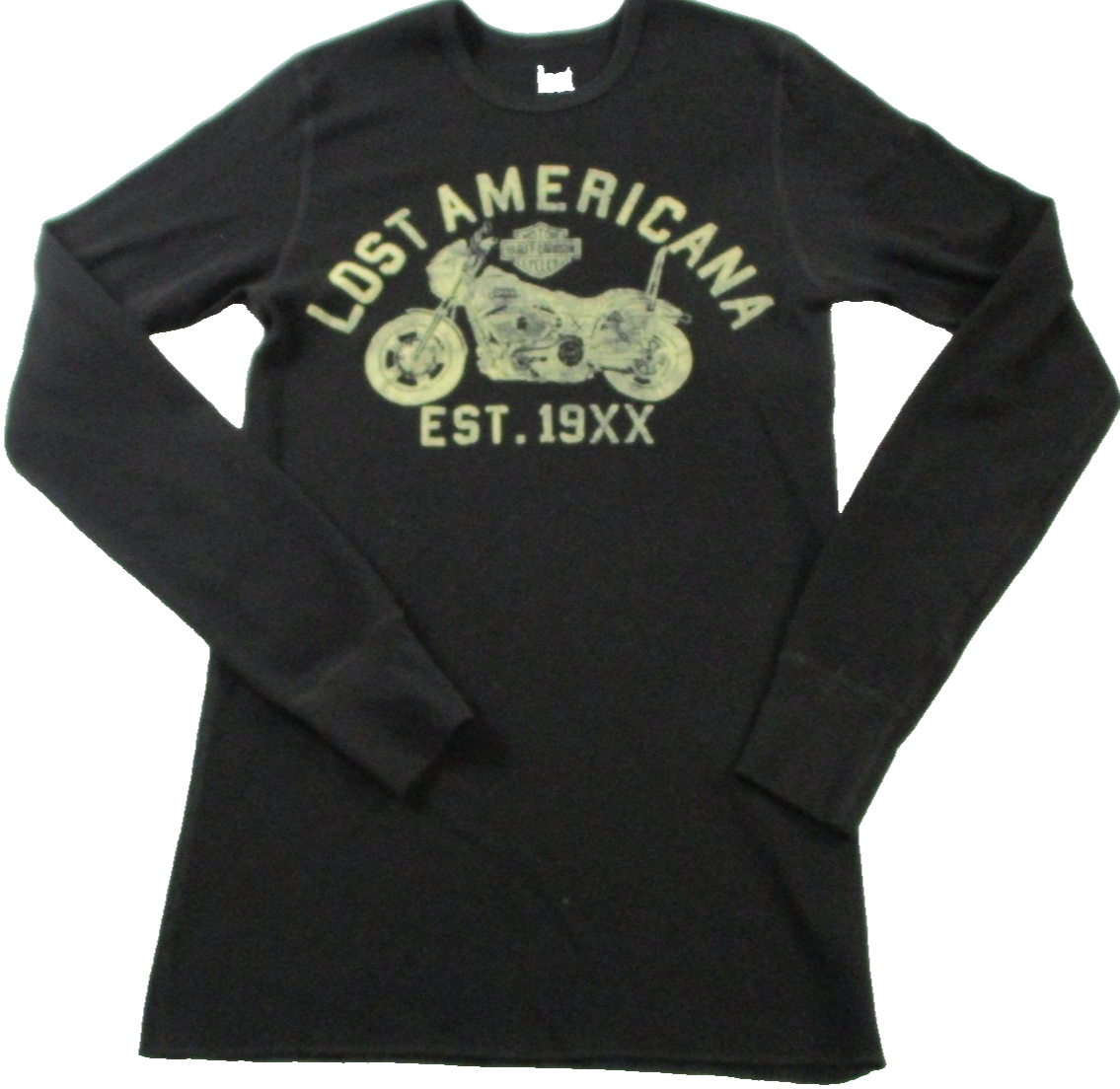 Lost Americana Shirt Mens Medium Black Thermal HarleyDavidson Biker Graphic Tee0