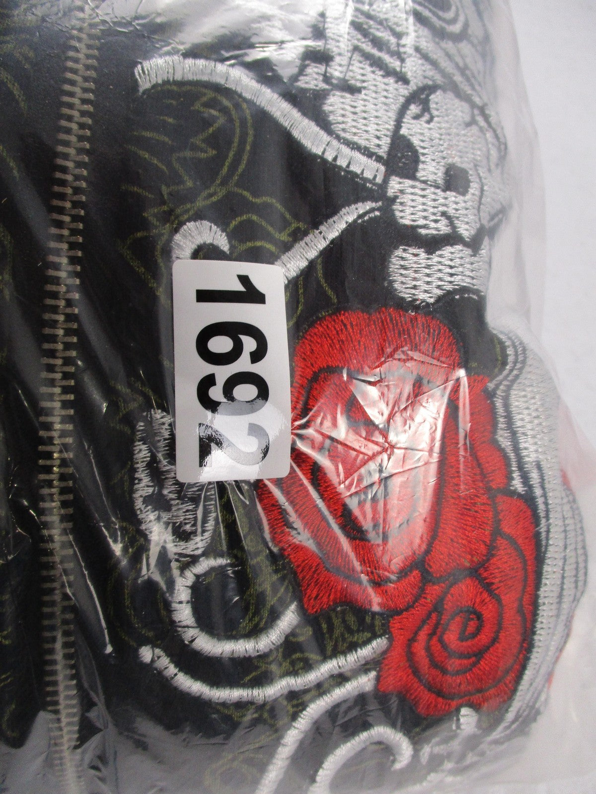 Quickshark Hoodie Mens 2XL Black Full Zip Sherpa Lined Skull Rose Graphic Tattoo14