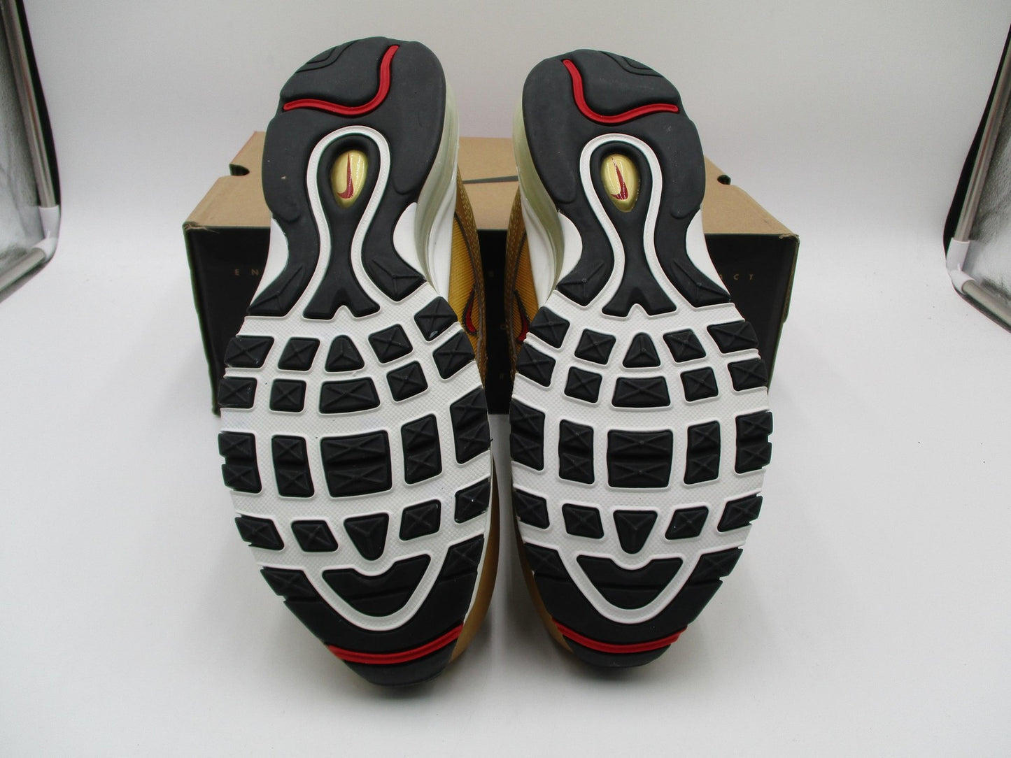 Nike Air Max 97 OG Shoes Womens Size 10.5 Metallic Gold Varsity Red DQ9131-70010