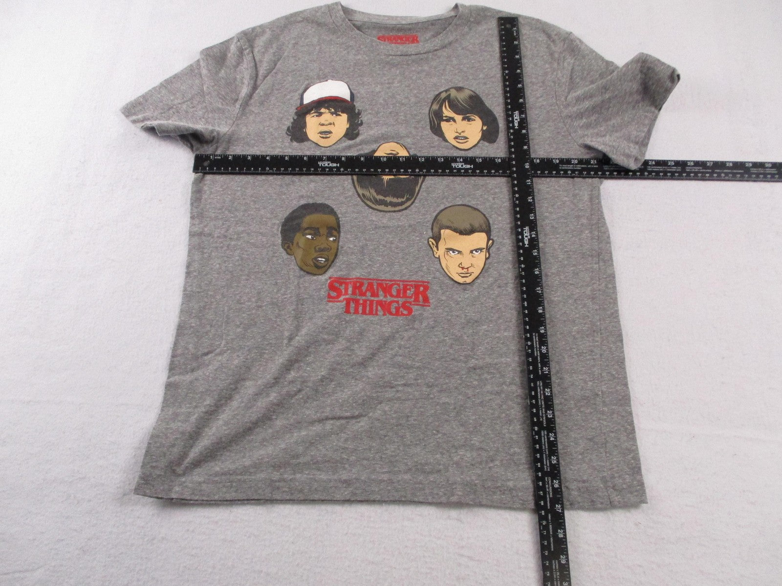 Stranger Things Shirt Mens Large Gray Cartoon Heads Logo Graphic Tee Netflix3
