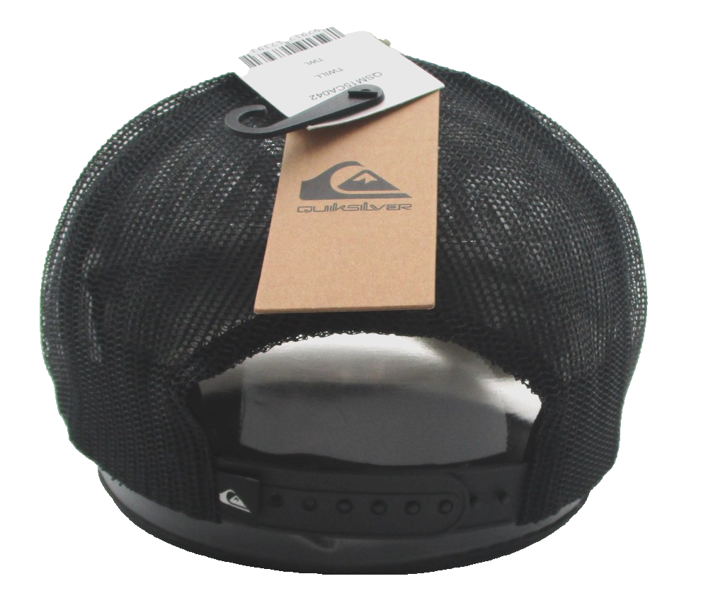 Quiksilver Hat Cap Snap Back Mens One Size Beige Black Trucker Mesh Logo Patch2