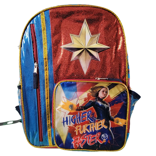 Marvel Captain Marvel Kids Backpack Higher Further Faster Bioworld New0