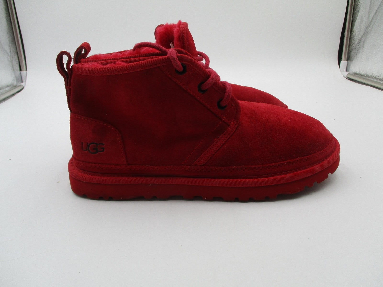 UGG Boots Womens Size 7 Red Suede Sheepskin Lined Ankle Chukka 10942693