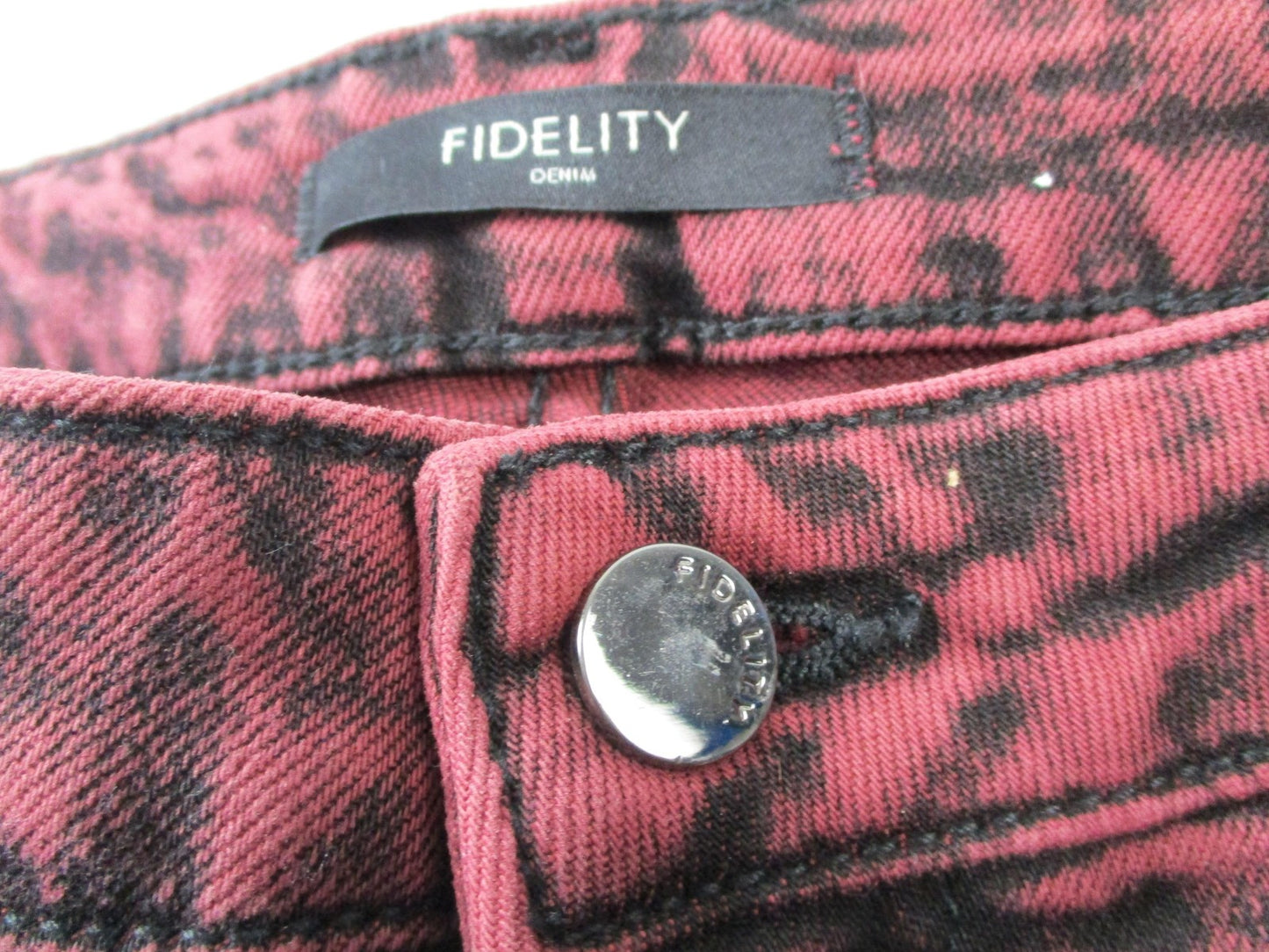 Fidelity Cali Jeans Womens 26 Red Lipstick High Rise Straight Acid Wash 14442