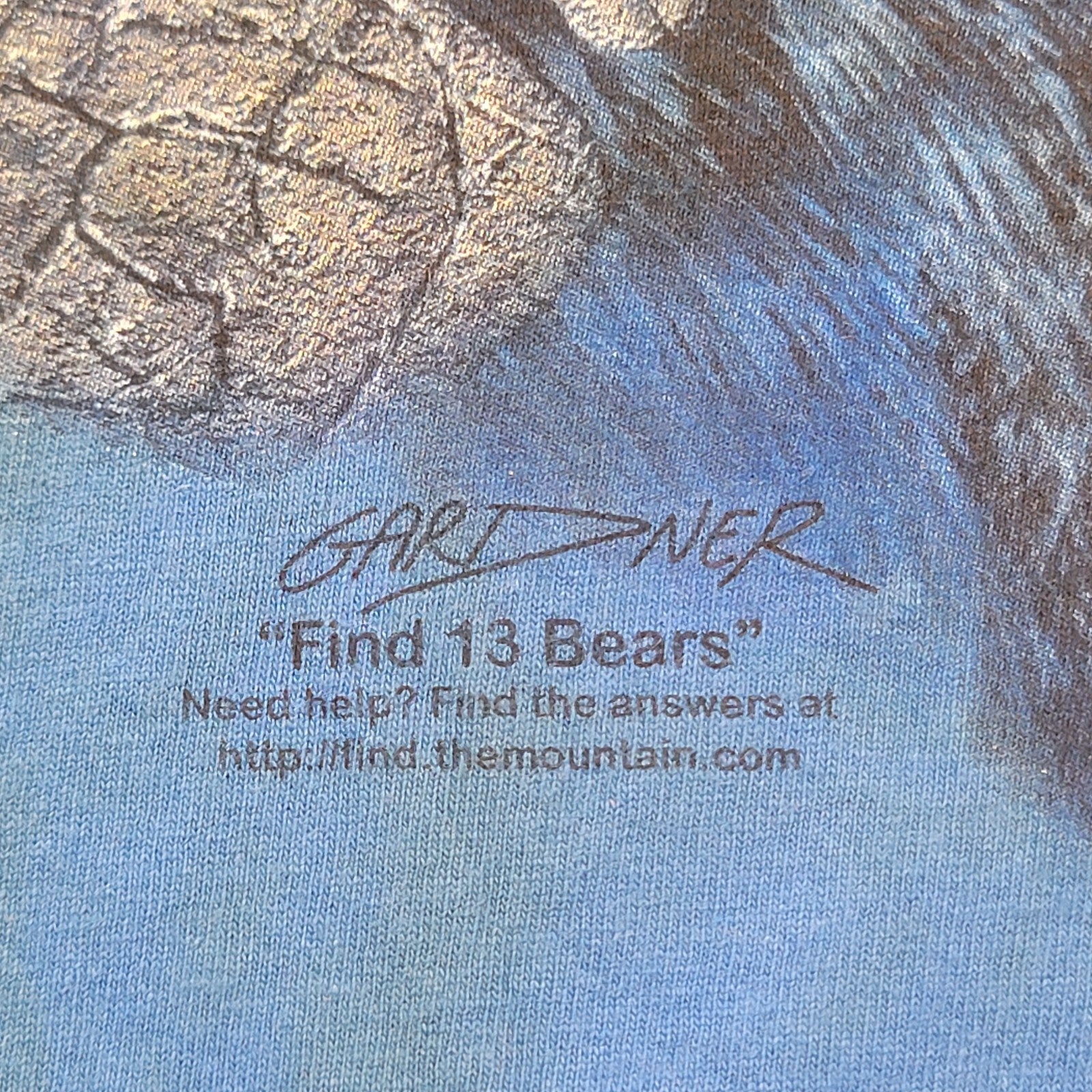 The Mountain “Find 13 Black Bears” Graphic Tee Blue TieDye Large Cotton