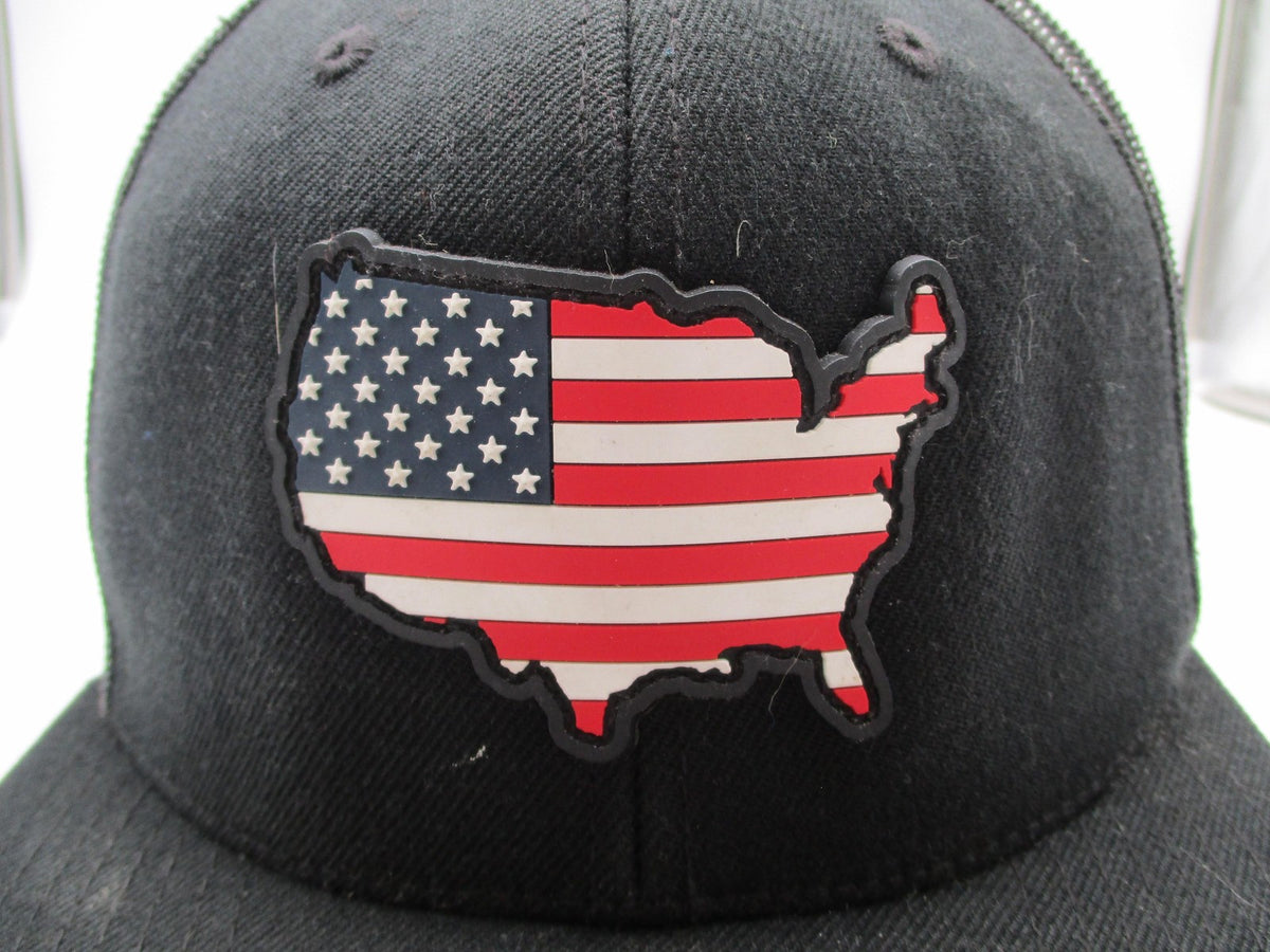 Branded Bills USA Flag Hat Cap Snap Back Mens One Size Black Trucker1