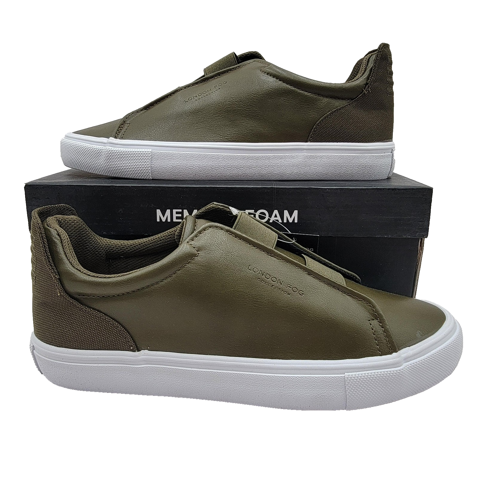 London Fog Shoes Mens Size 10 Dark Olive Francis Memory Foam Slip On Comfort0