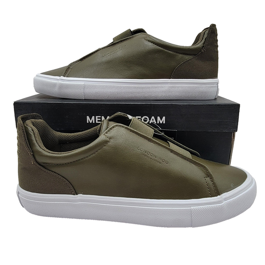 London Fog Shoes Mens Size 10 Dark Olive Francis Memory Foam Slip On Comfort0