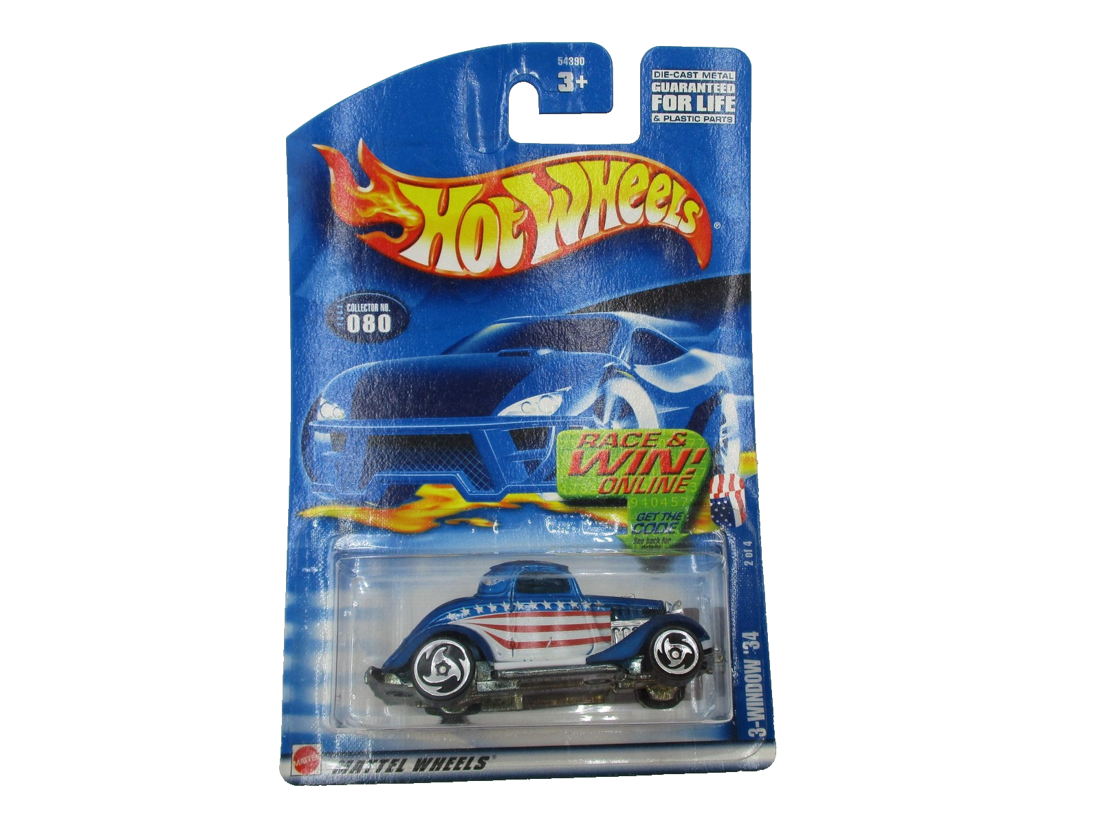 Hot Wheels Mattel 3Window '34 Star Spangled USA Flag DieCast0