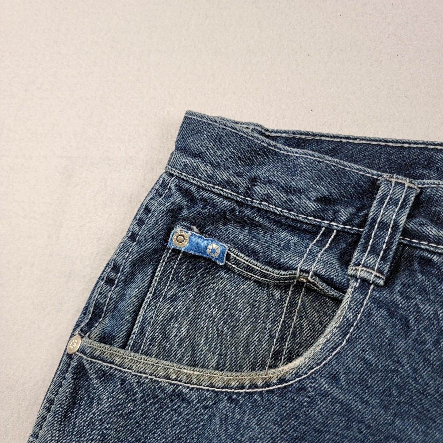 Southpole Jeans Mens 36 Blue Carpenter Workwear Utility Pockets Hammer Loop 11902