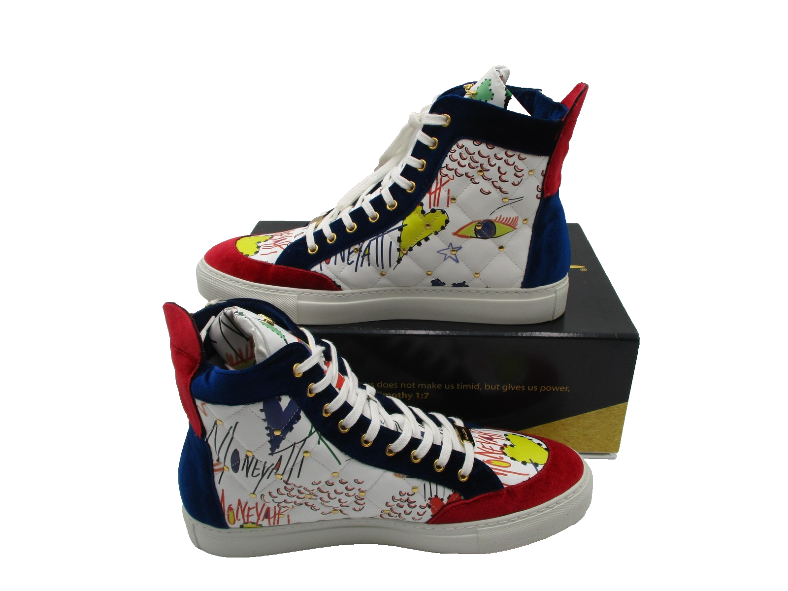 MoneYatti Classico Hi Top Mens Size 13.5 White Multi Color Master P Made Italy2