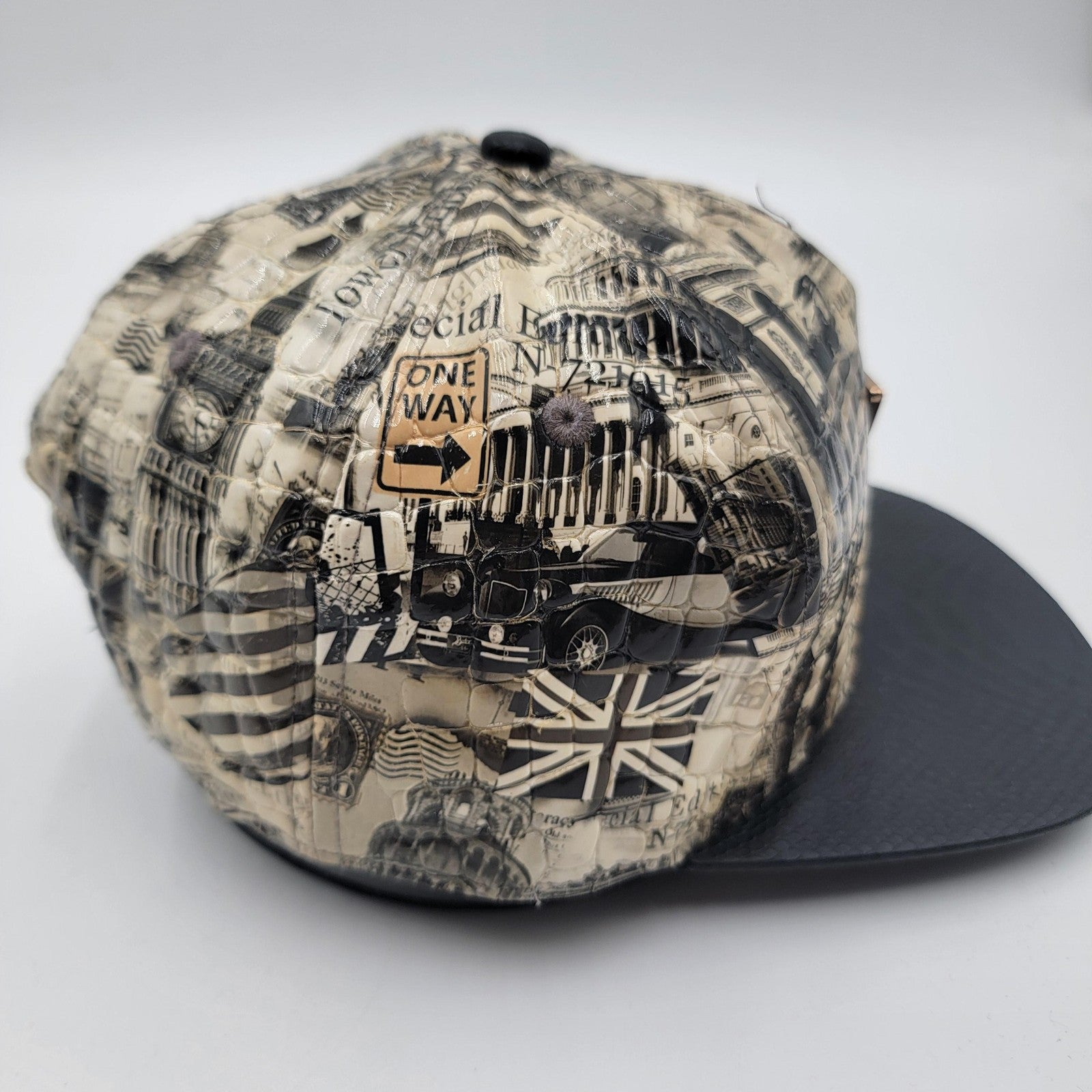 Hater Hat Cap Snap Back London Landmarks Faux Snakeskin Streetwear Mens3
