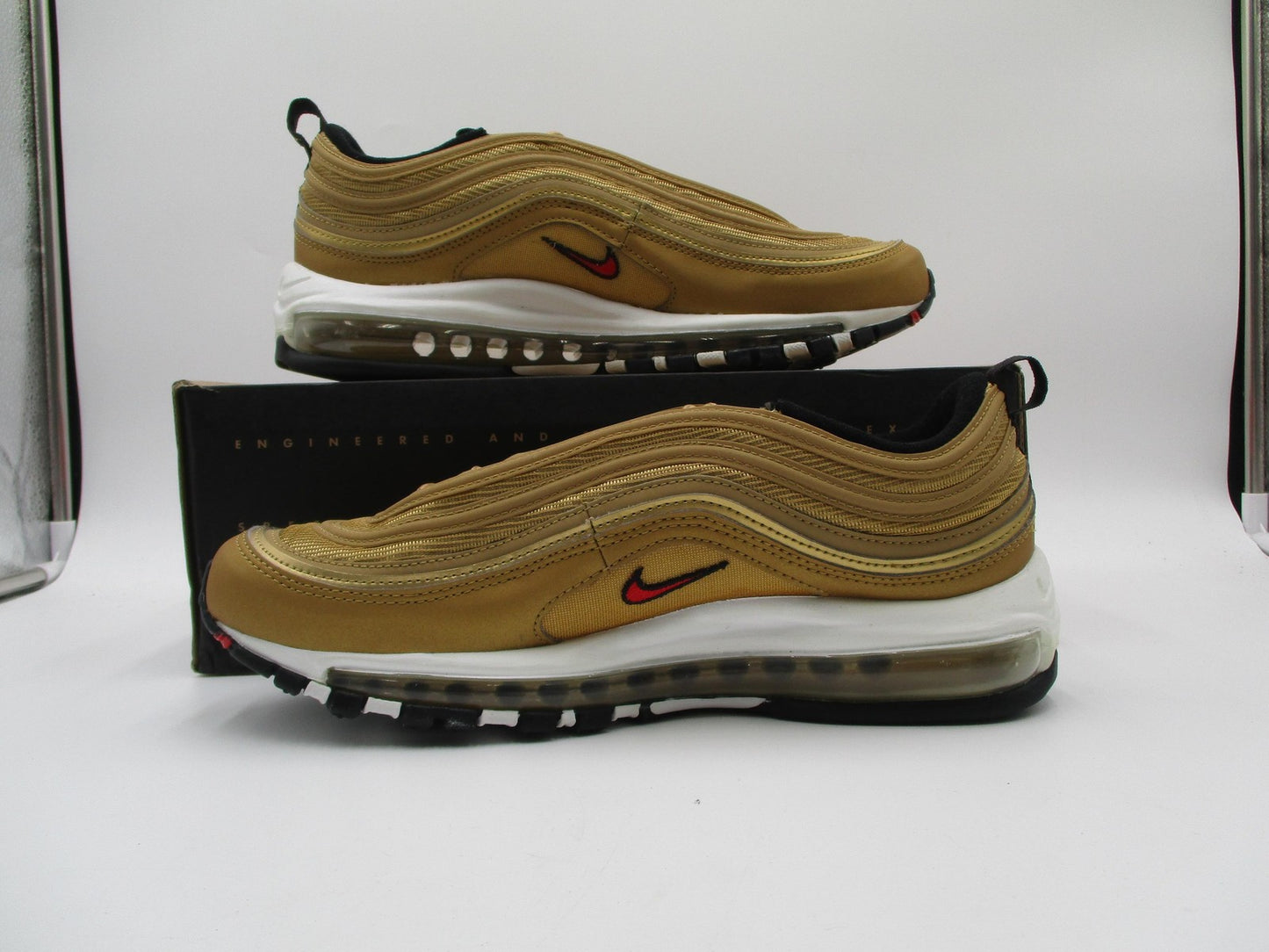Nike Air Max 97 OG Shoes Womens Size 10.5 Metallic Gold Varsity Red DQ9131-7003