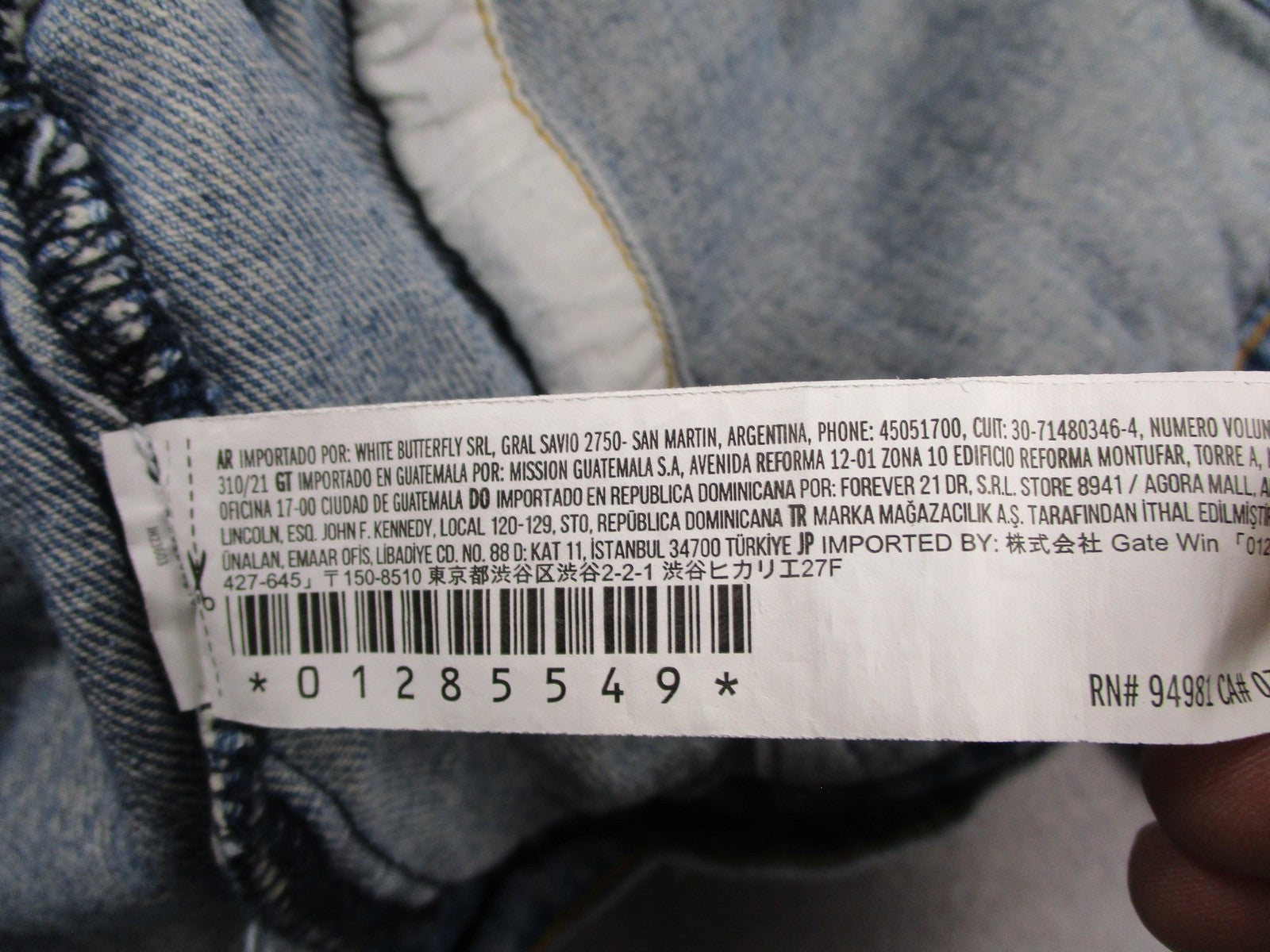 Forever 21 Denim Jacket Mens Medium Light Wash Trucker Rainbow Trim