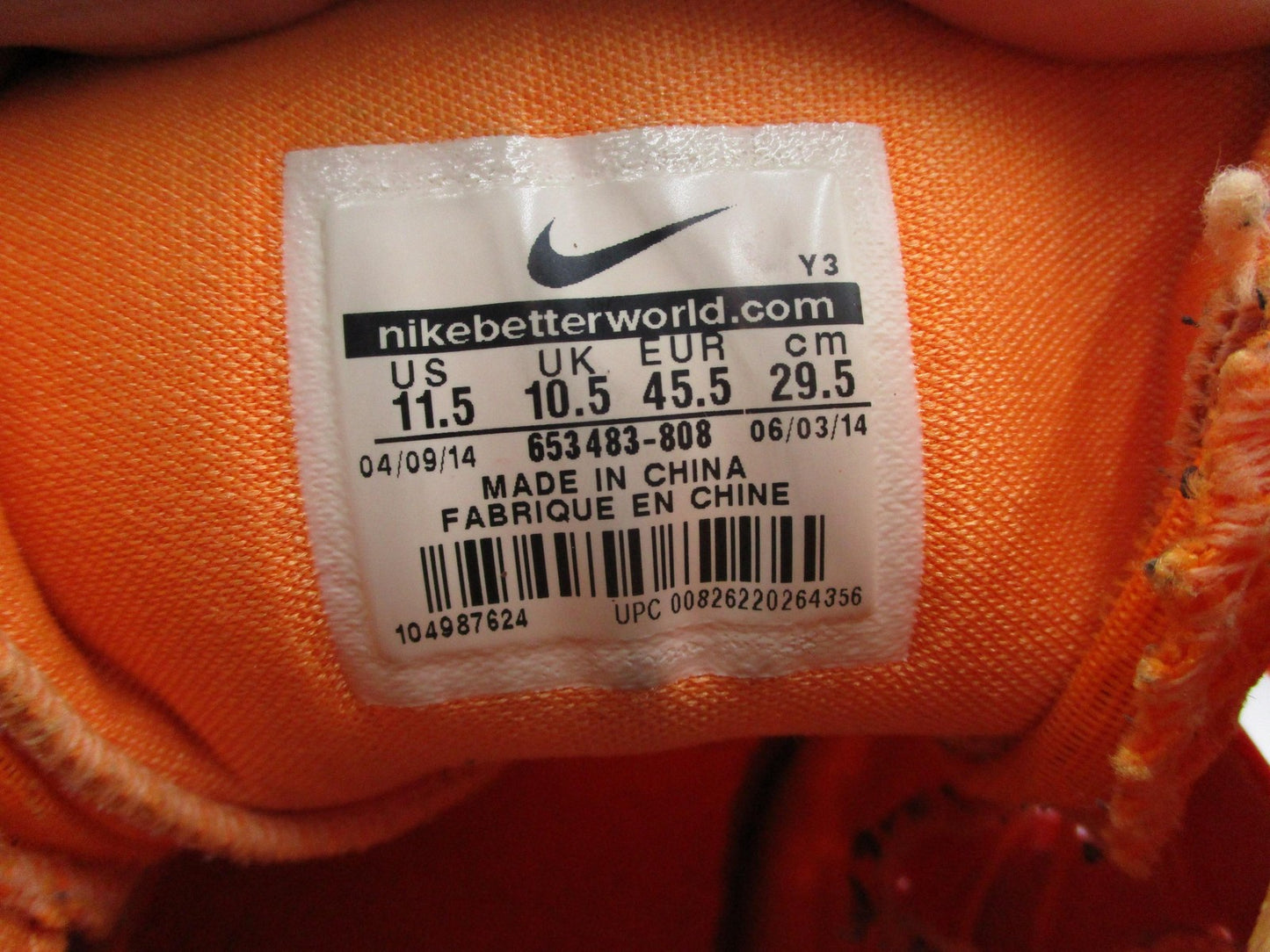 Nike Hyperdunk 2014 Shoes Mens Size 11.5 Orange Basketball Sneakers 653483-80816