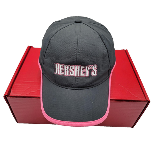 Hershey's Hat Cap Strap Back Gray Pink Embroidered Logo One Size Mens Womens0